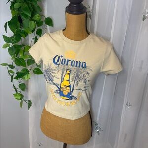 NWOT Corona Cream Baby Tee with Embroidery by Corona